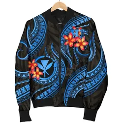 Polynesian Hawaii Men Bomber Jacket - Blue Plumeria