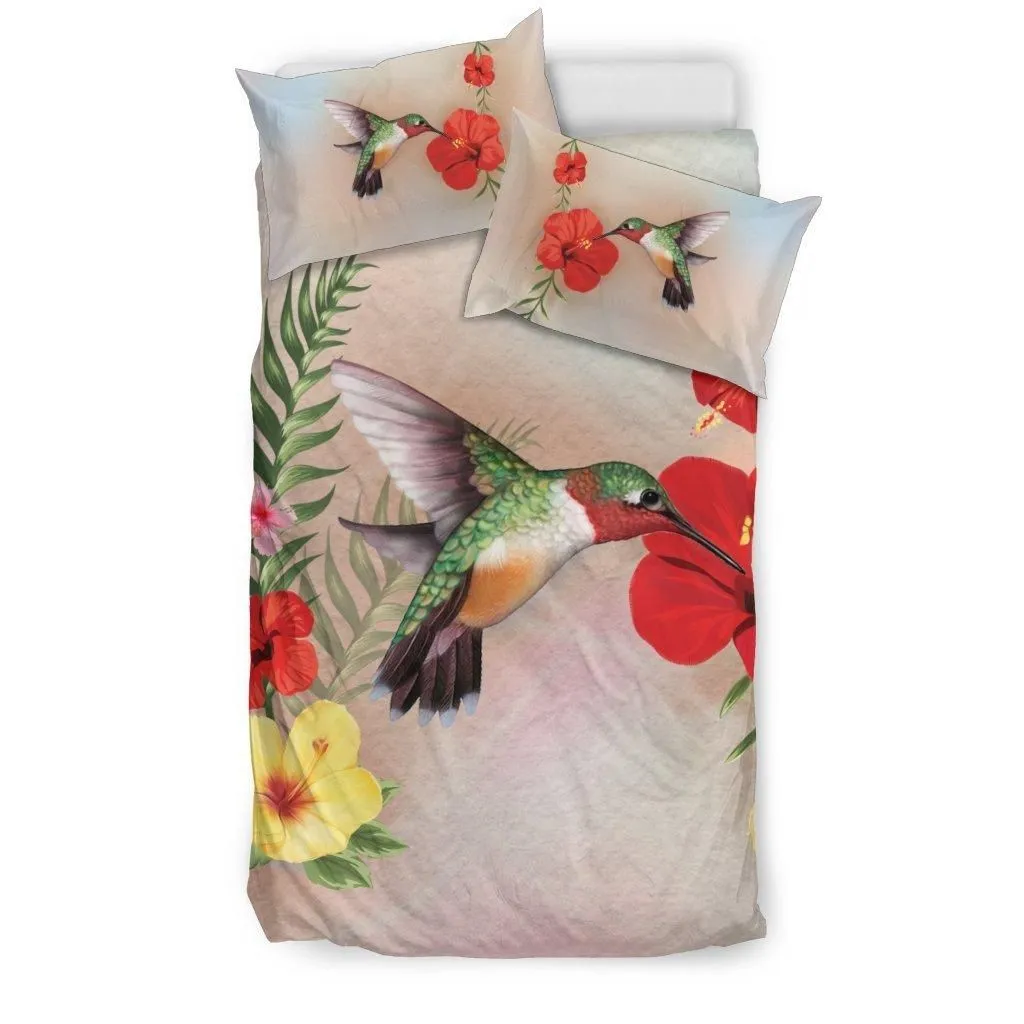 Hawaiian Hummingbirds Hibiscus Polynesian Bedding Set