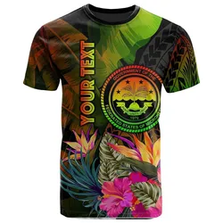Federated States of Micronesia Polynesian Personalised T-Shirt -Hibiscus and Banana Leaves