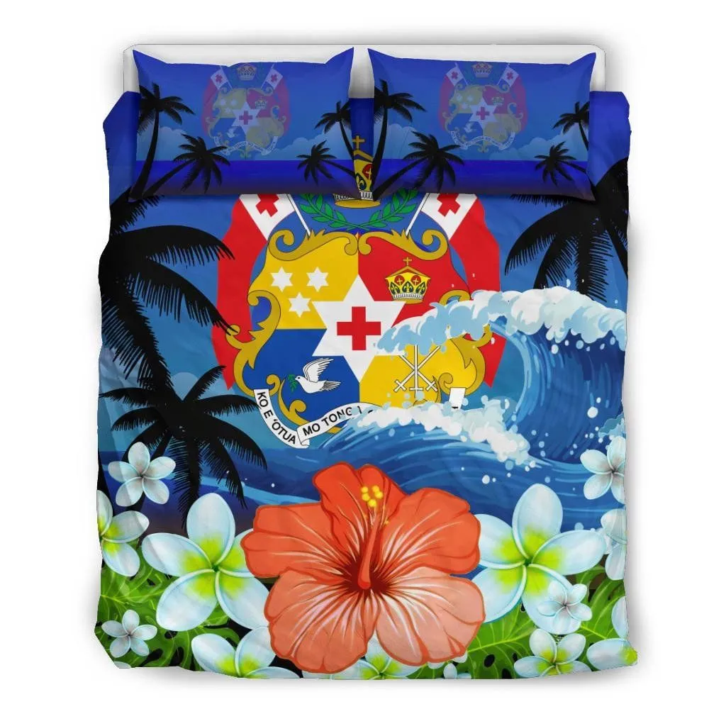 FamilyGater Bedding Set - Cover and Pillow Cases Tonga Coat Of Arms Hibiscus Th5