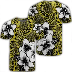 Hawaiian Plumeria Tribe Yellow Polynesian T-Shirt AH