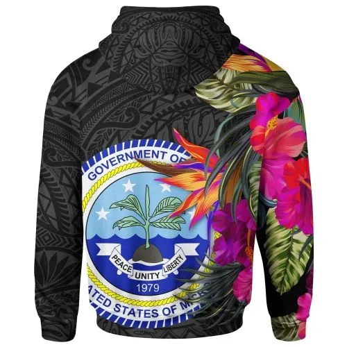Federated States of Micronesia Hoodie - Hibiscus Polynesian Pattern