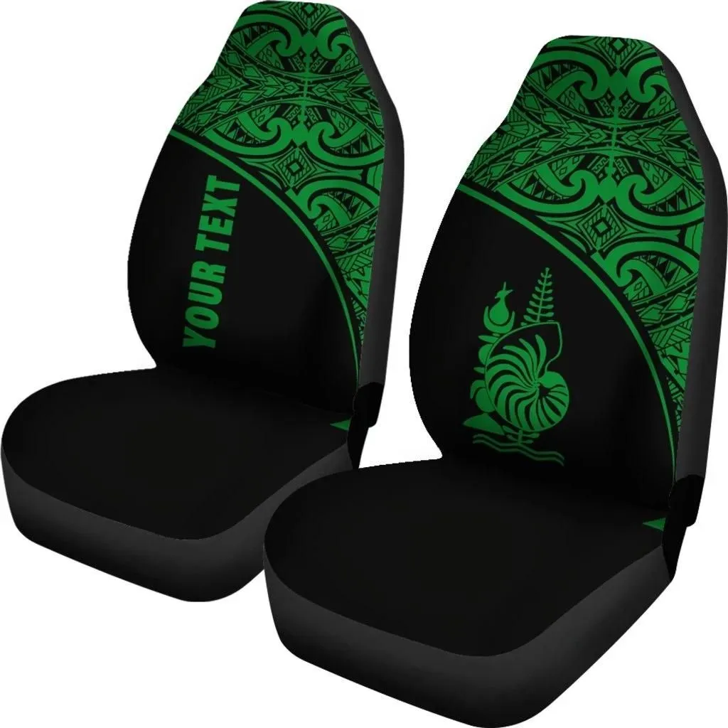New Caledonia Polynesian Custom Personalised Car Seat Covers - Green Curve - BN11
