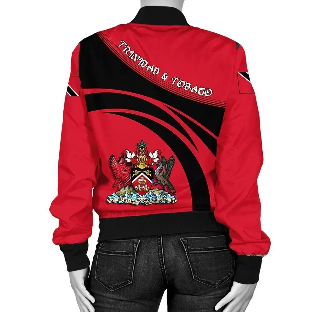 Trinidad and Tobago Coat Of Arms  Women Bomber Jacket Sticket