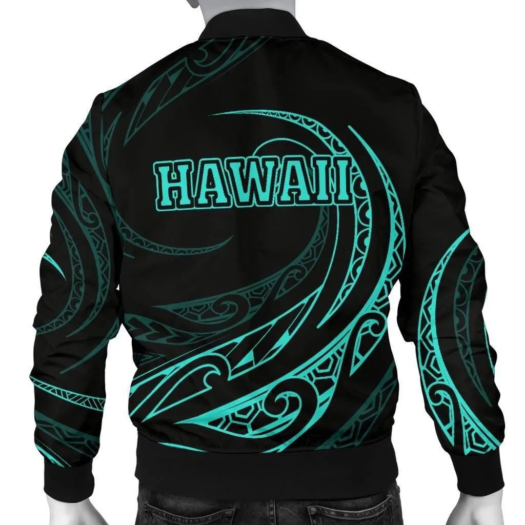 Alohawaii Jacket - Hawaii Turtle Polynesian Menʻs Bomber Jacket - Turquoise - Frida Style - AH J9