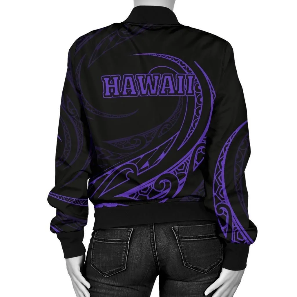 Alohawaii Jacket - Hawaii Turtle Polynesian Womens Bomber Jacket - Purple - Frida Style - AH J9