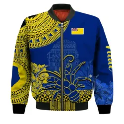 Niue Hiapo Bomber Jacket Rock of Polynesia Tapa Niuean Crab Happy Day LT13