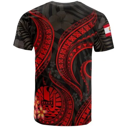 Tahiti Polynesian T shirt - Red Plumeria