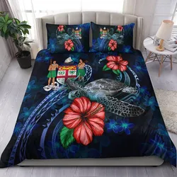 Fiji Polynesian Bedding Set - Blue Turtle Hibiscus
