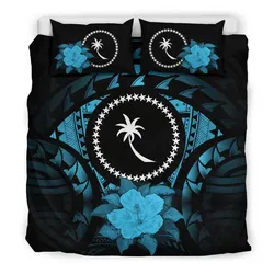 FamilyGater Bedding Set - Cover and Pillow Cases Chuuk Blue Hibiscus A24