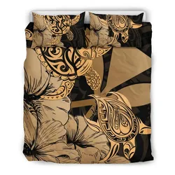 Hawaii Turtle Bedding Set Polynesian Hibiscus Art Ver 2.0 Gold AH J1