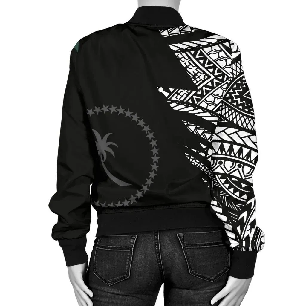 Chuuk Pattern Women's Bomber Jackets - Black Style - FSM - BN912