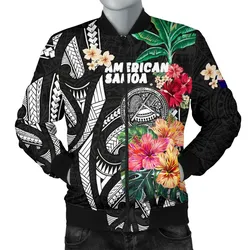 FamilyGaterJacket - Bomber Jacket American Samoa Coat Of Arms Polynesian With Hibiscus TH5