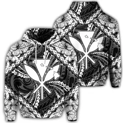 Hawaiian Map Kanaka Hibiscus White Polynesian Hoodie