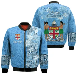 Personalised Fiji Day Bomber Jacket 52nd Anniversary - Masi Pattern LT7