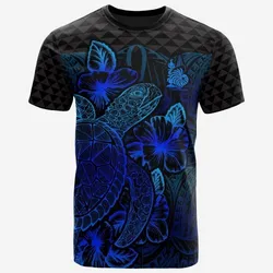 New Caledonia T shirt - New Caledonia Coat Of Arms Turtle Hibiscus Blue