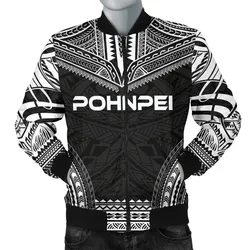 Pohnpei Polynesian Chief Mens Bomber Jacket - Black Version