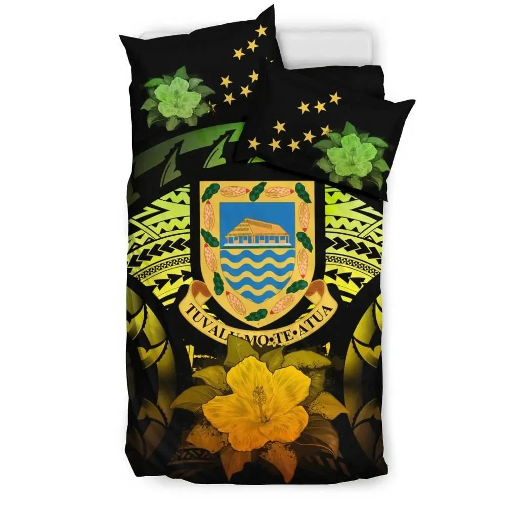 FamilyGater Bedding Set - Cover and Pillow Cases Tuvalu Reggae Hibiscus A02