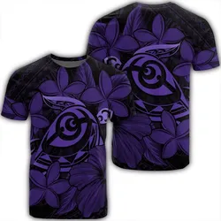 Hawaiian Turtle Hibiscus Plumeria Kanaka Polynesian T-Shirt Purple - Soft Style - AH