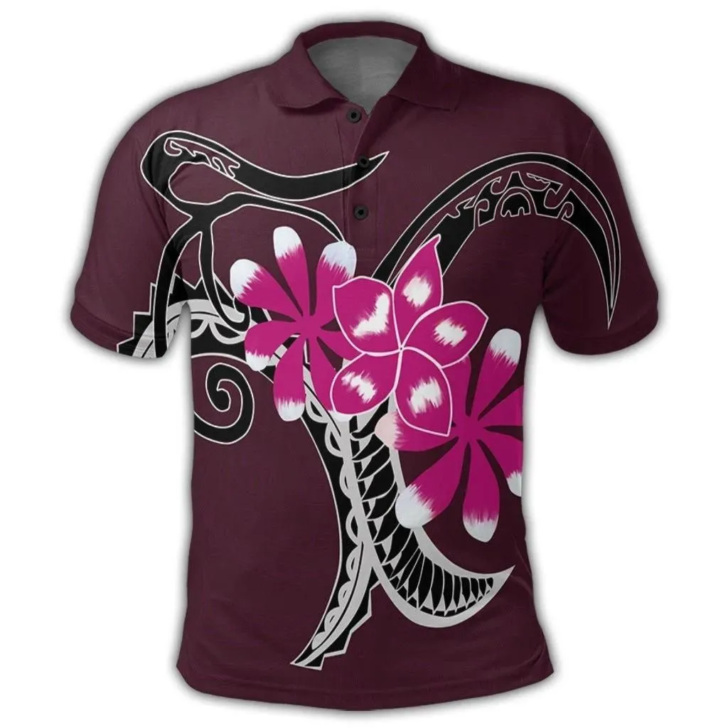 Alohawaii Shirt - Hawaiian Plumeria Polynesian Pink Polo Shirt - AH - JR