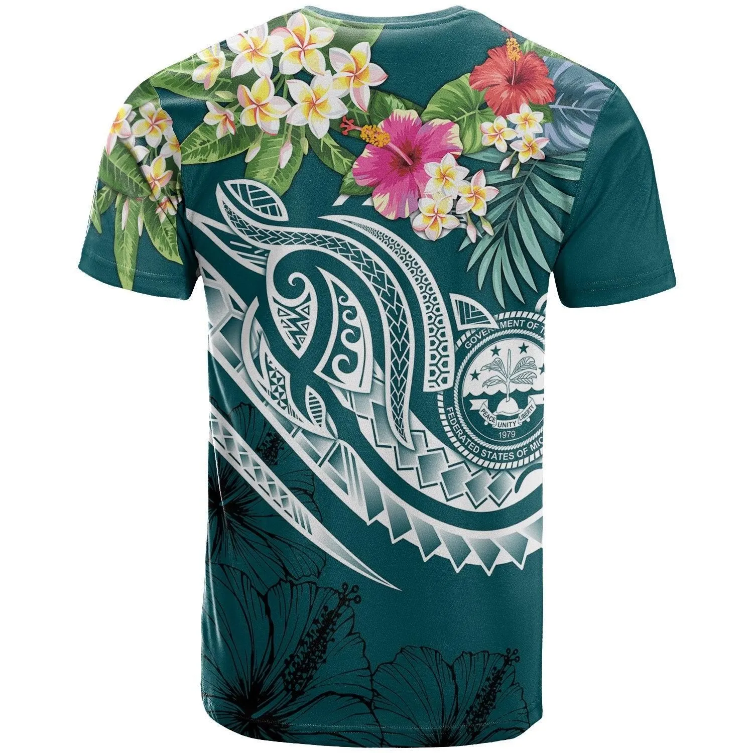 FSM Polynesian T-Shirt - Summer Plumeria (Turquoise)