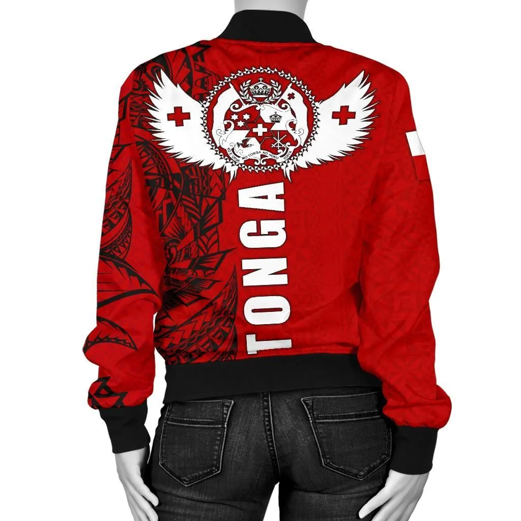Tonga Polynesian Women's Bomber Jacket - Tonga Wings - BN15
