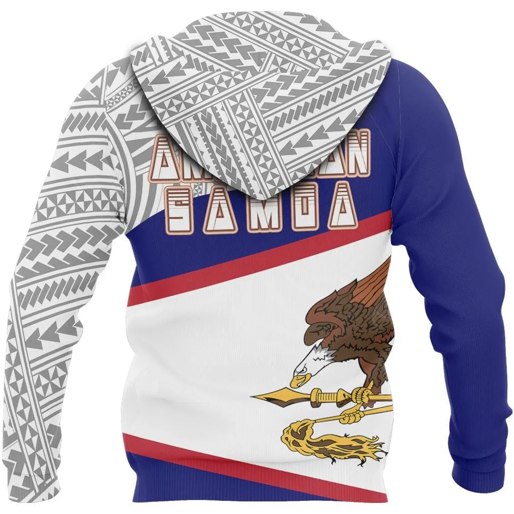 American Samoa Pullover Hoodie - American Samoa Flag Polynesian Tattoo
