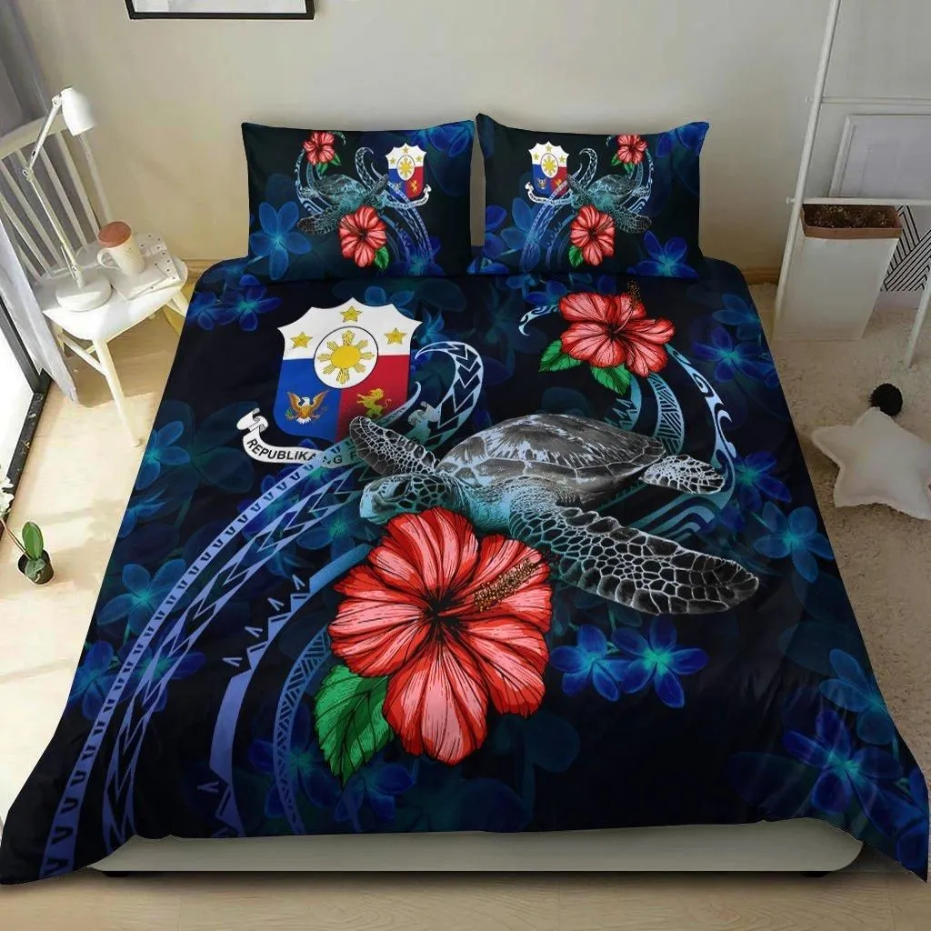 Philippines Polynesian Bedding Set - Blue Turtle Hibiscus