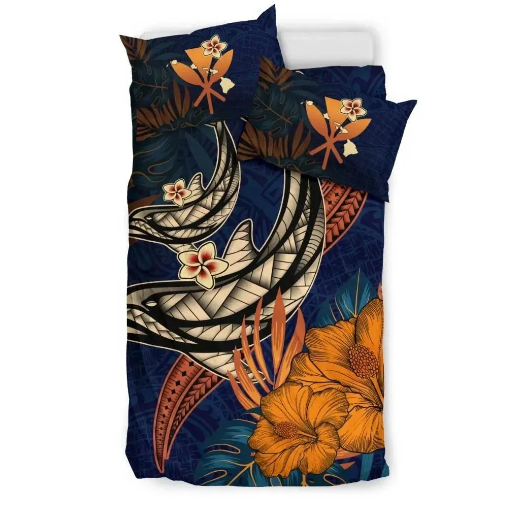 FamilyGater Bedding Set - Cover and Pillow Cases Kanaka Maoli (Hawaiian)  - Polynesian Dolphin Hibiscus And Plumeria A24