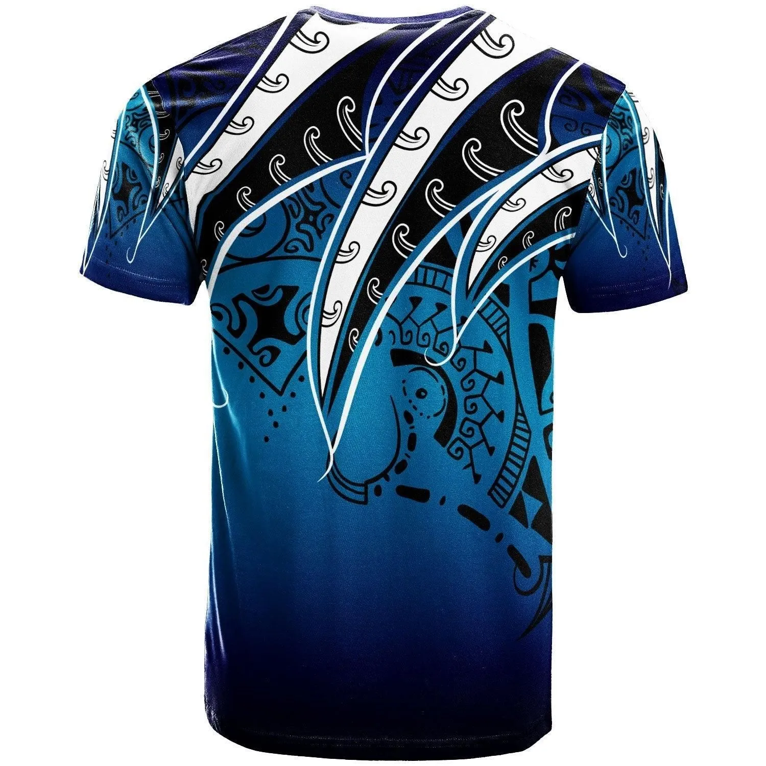 Niue T shirt - Tropical Leaf Blue Gradient Style