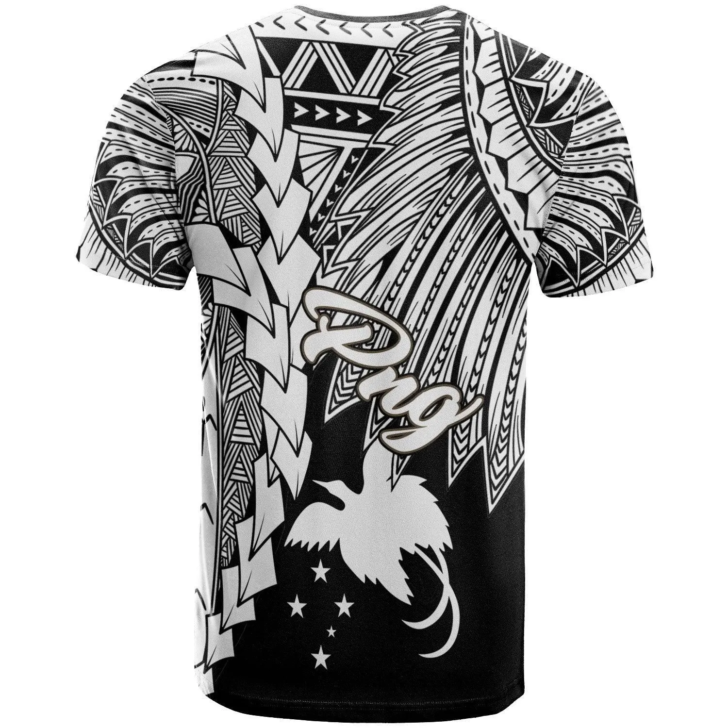 Papua New Guinea Polynesian T-Shirt - Tribal Wave Tattoo White