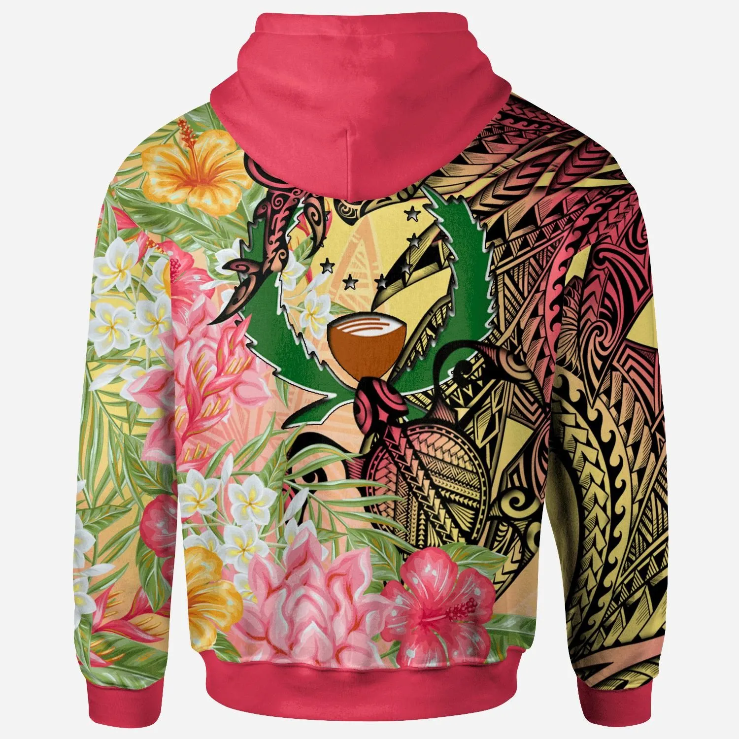Pohnpei State Hoodie - Flowers Tropical With Sea Animals