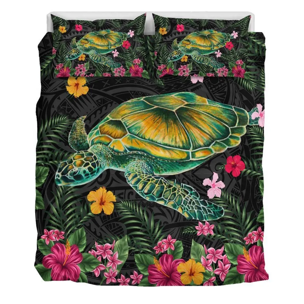 Aloha Turtle Hibiscus Tropical Polynesian Bedding Set - Yam - AH