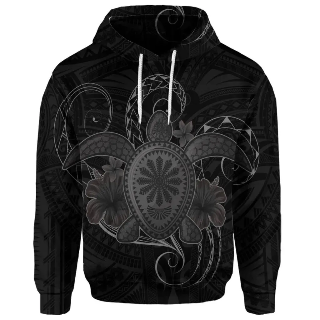 Alohawaii Hoodie - (Personalised) Hawaii Turtle Hibiscus Polynesian Hoodie - Full Style - Gray - AH - J4R