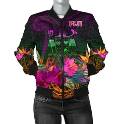 Fiji Women's Bomber Jacket - Summer Hibiscus - BN15
