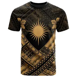 Marshall Islands Polynesian T-Shirts - Marshall Islands Gold  Flag Camisole Hibiscus Style - BN18