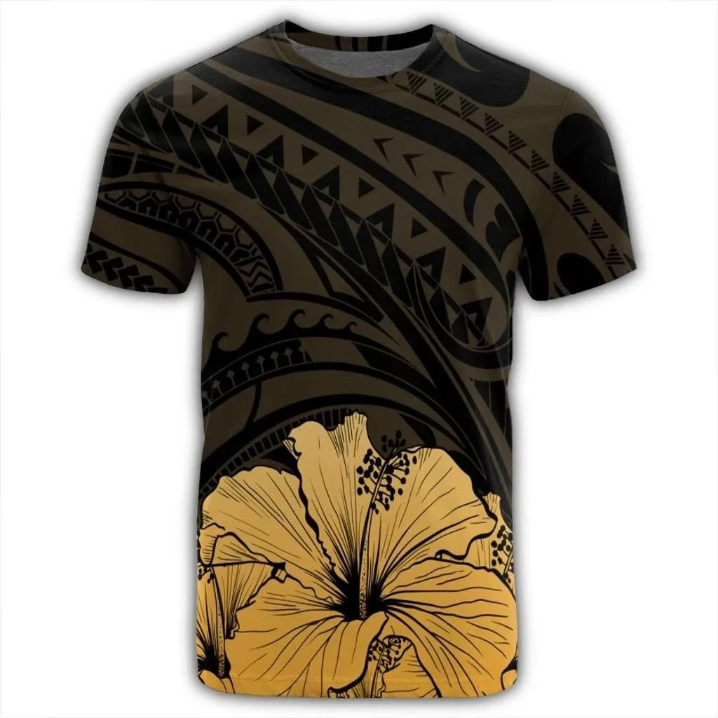 Alohawaii Tee - Royal Hibiscus Polynesian Tribal Golden T-shirt AH - JR