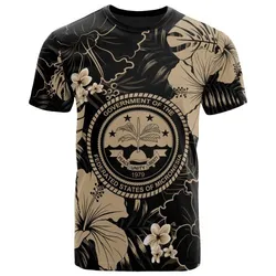 Federated States Of Micronesia T-Shirt - Yellow Hibiscus Palm Monstera
