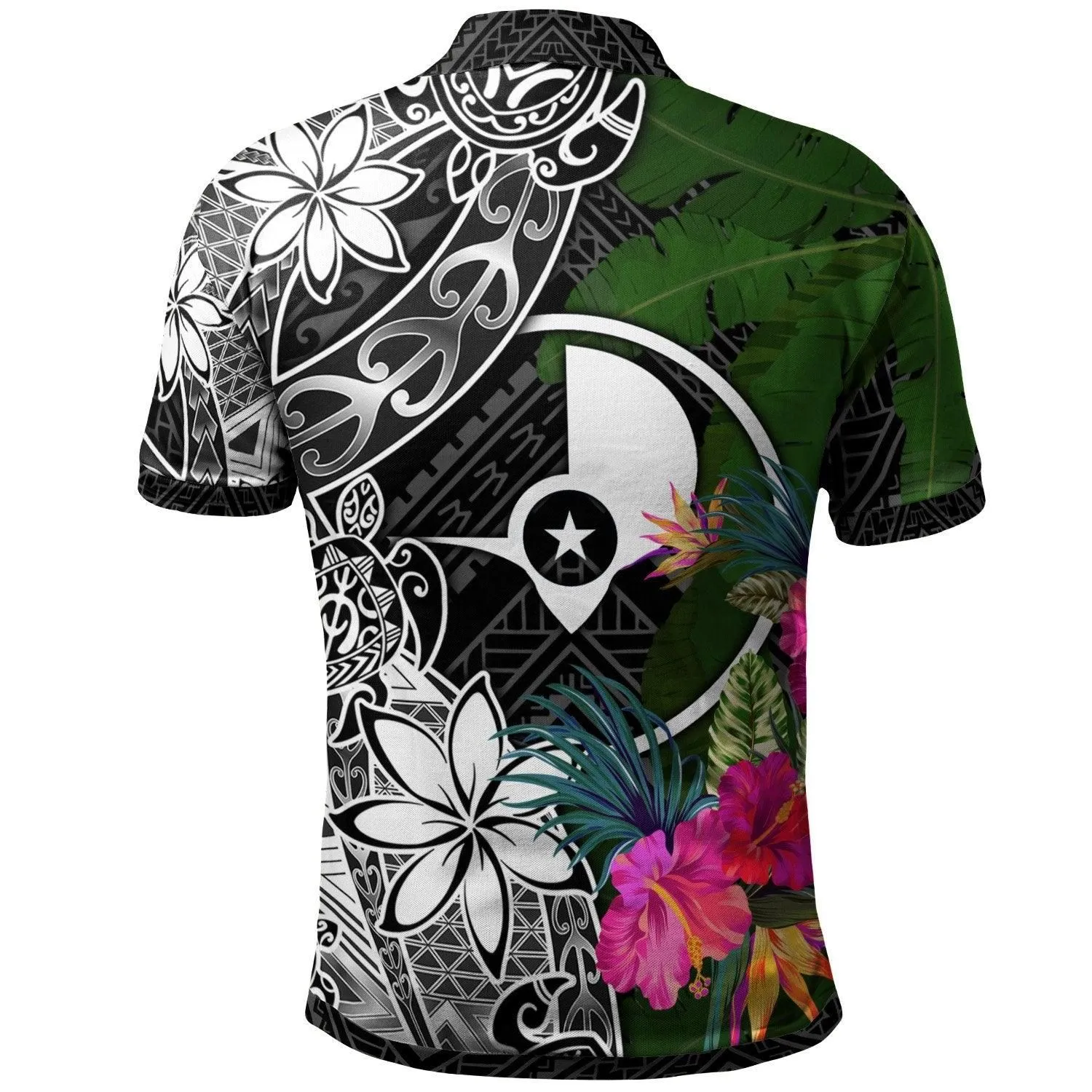 Yap Polo Shirt - Turtle Plumeria Banana Leaf