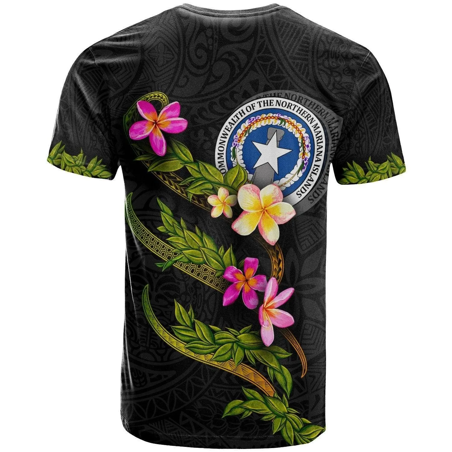 Northern Mariana Islands Polynesian Custom Personalised T shirt - Plumeria Tribal