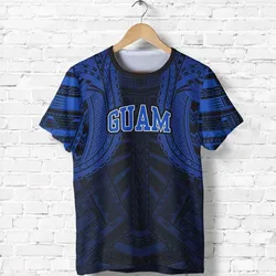 Guam Spirit T shirt - Guam Coat of Arms Polynesian Tattoo (Blue)