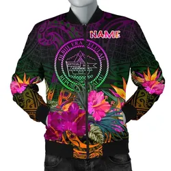 Palau Personalised Men's Bomber Jacket - Summer Hibiscus - BN15