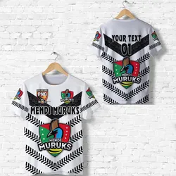(Custom Personalised) Papua New Guinea PRK Mendi Muruks T Shirt Rugby Original Style - White, Custom Text And Number LT8