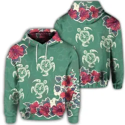 Alohawaii Hoodie - Hawaiian Turtle And Colorful Hibiscus Polynesian Hoodie - AH - JR