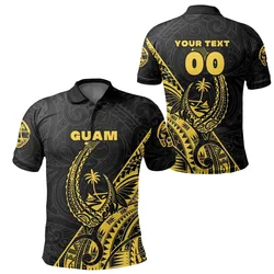 (Custom Personalised) Guam Rugby Polo Shirt Polynesian Patterns Style - Yellow LT16