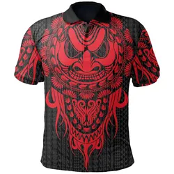 Polynesian Polo Shirt - Tattoo Tiki Mask Red - BN12