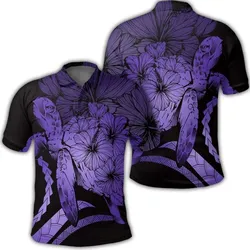 Alohawaii Shirt - Hawaii Turtle Hibiscus Polynesian Vintage Polo Shirt - Purple - AH - J4R