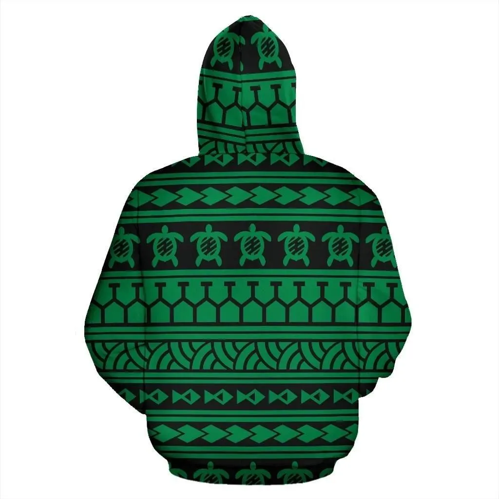 Alohawaii Hoodie - Polynesian Tattoo tribal Green Pullover - AH - JR