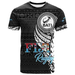 Fiji Rugby Bati Tapa Pattern T Shirt LT2