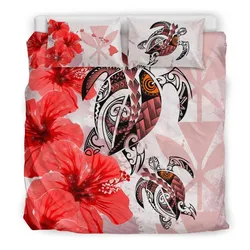 Polynesian Hawaii Polynesia Turtle Hibiscus Red A Bedding Set Camlius
